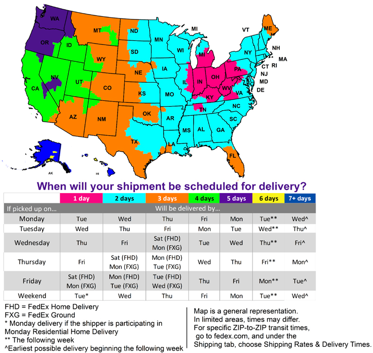 GolfWorks Fedex Shipping Zones