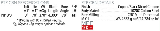 Maltby PTP CBN Putter Specifications