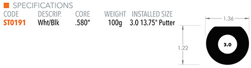 Super Stroke Zenergy XL Plus 3.0 Grip Specifications