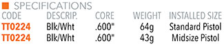 True Temper Icon Pistol Flat Putter Grip Specifications